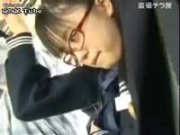 Japanese Nerd Schoolgirl Groped and Fucked In Bus