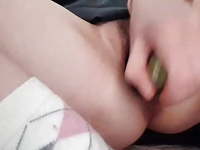 9 inch eggplant fucking deep till creamy orgasm