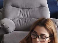 Nerd college girl masturbating on sofa p4