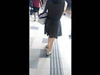 Innocent babe upskirt in Train Station