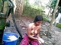 Indian Farmer Girl Bathing Naked