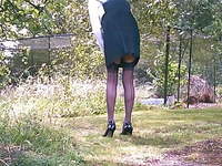 St Trinians Uniform Outside In Black Stockings