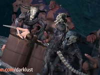 Lara Croft is slapped in the face by giant troll cocks